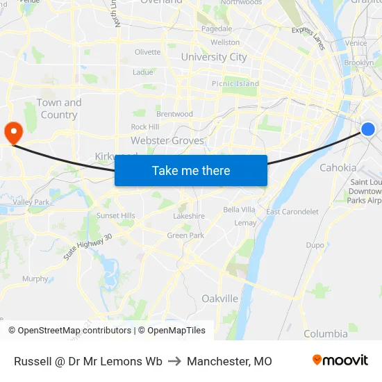 Russell @ Dr Mr Lemons Wb to Manchester, MO map