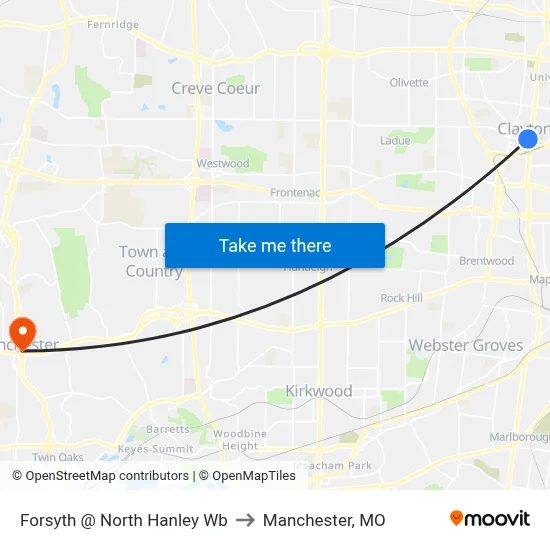 Forsyth @ North Hanley Wb to Manchester, MO map