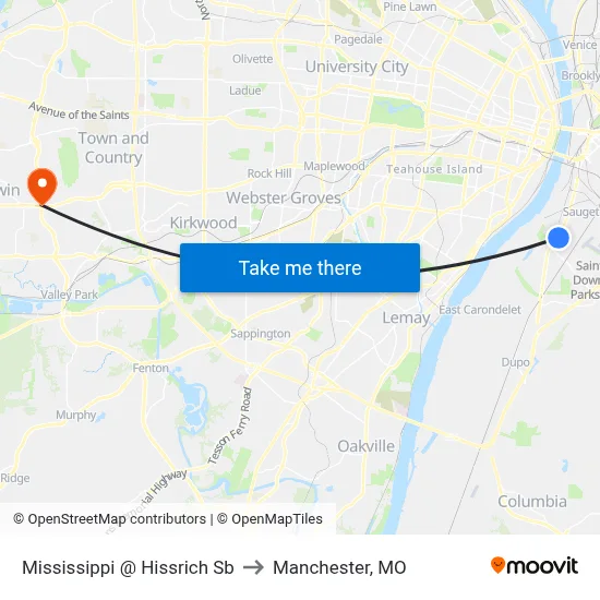 Mississippi @ Hissrich Sb to Manchester, MO map