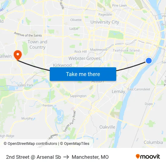 2nd Street @ Arsenal Sb to Manchester, MO map