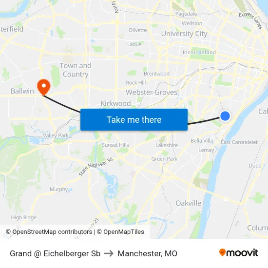 Grand @ Eichelberger Sb to Manchester, MO map