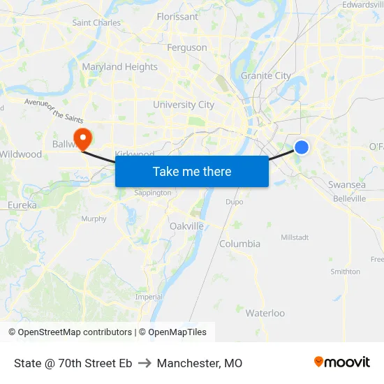 State @ 70th Street Eb to Manchester, MO map