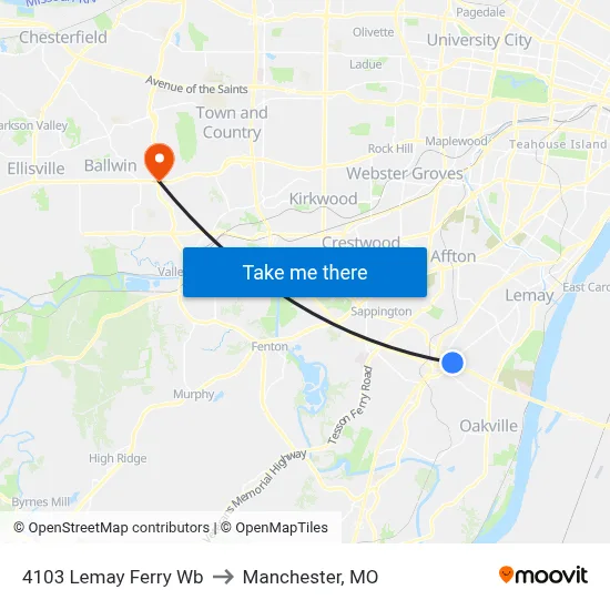4103 Lemay Ferry Wb to Manchester, MO map