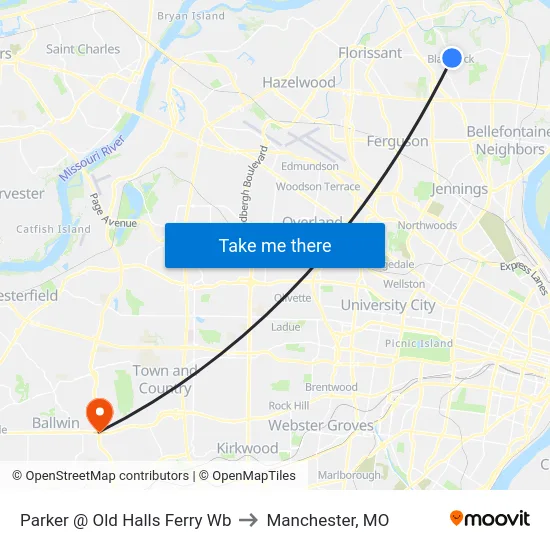 Parker @ Old Halls Ferry Wb to Manchester, MO map
