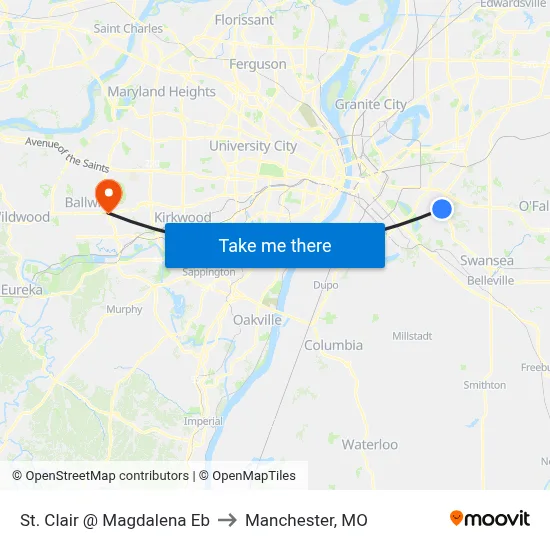 St. Clair @ Magdalena Eb to Manchester, MO map