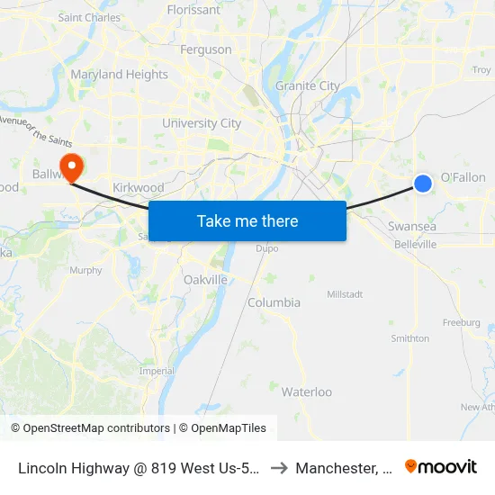 Lincoln Highway @ 819 West Us-50 Wb to Manchester, MO map