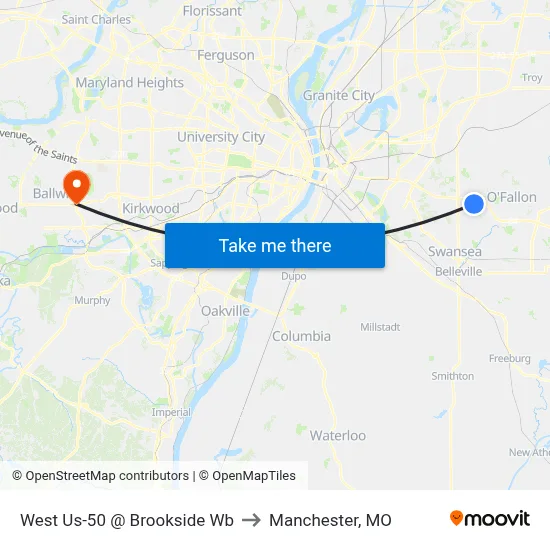West Us-50 @ Brookside Wb to Manchester, MO map