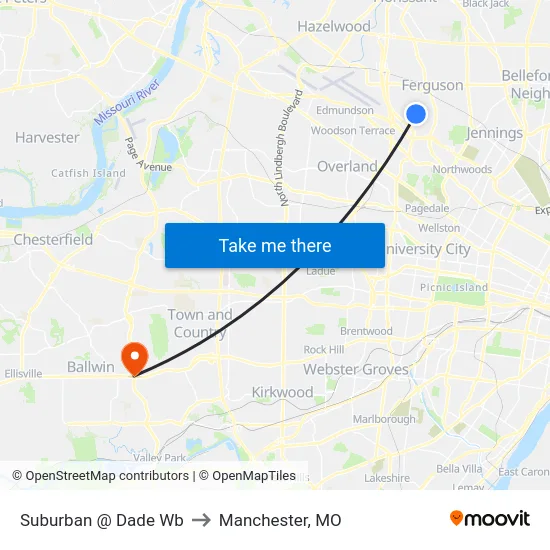 Suburban @ Dade Wb to Manchester, MO map