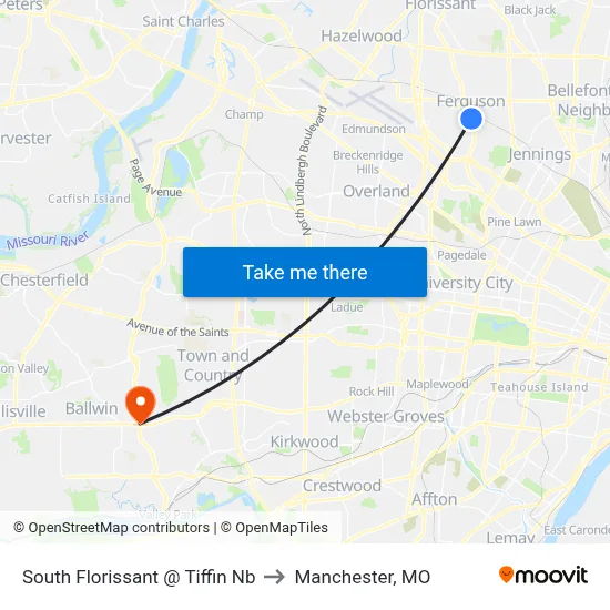 South Florissant @ Tiffin Nb to Manchester, MO map