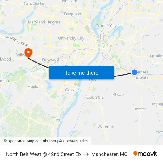 North Belt West @ 42nd Street Eb to Manchester, MO map