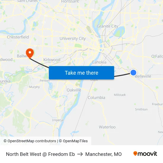 North Belt West @ Freedom Eb to Manchester, MO map