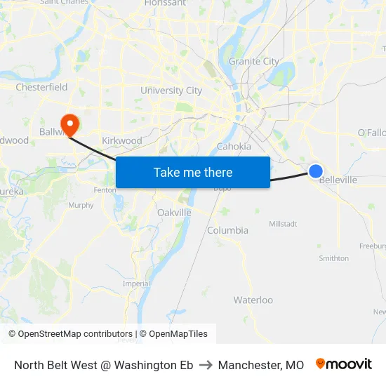 North Belt West @ Washington Eb to Manchester, MO map