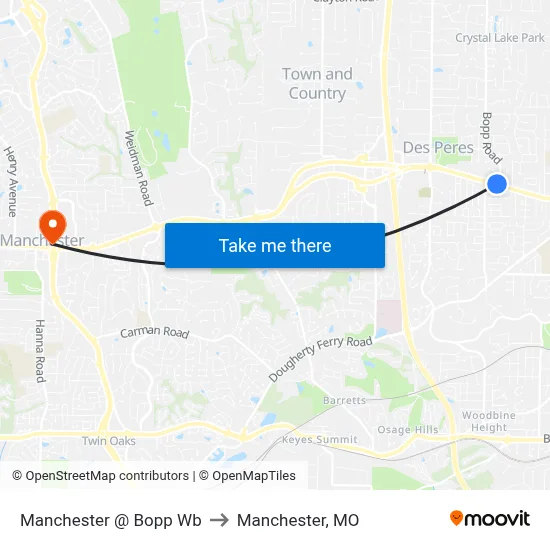 Manchester @ Bopp Wb to Manchester, MO map