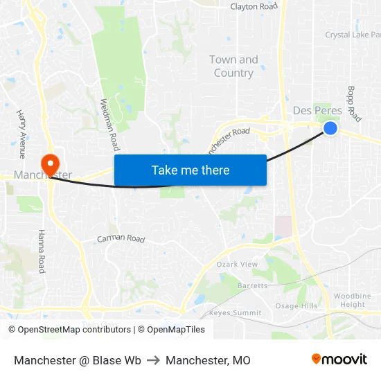 Manchester @ Blase Wb to Manchester, MO map