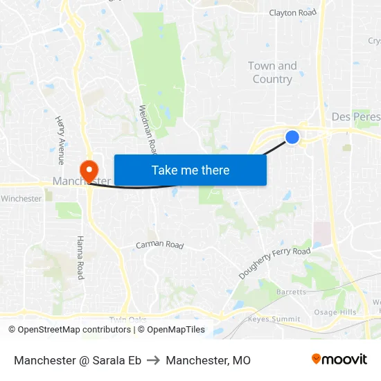 Manchester @ Sarala Eb to Manchester, MO map
