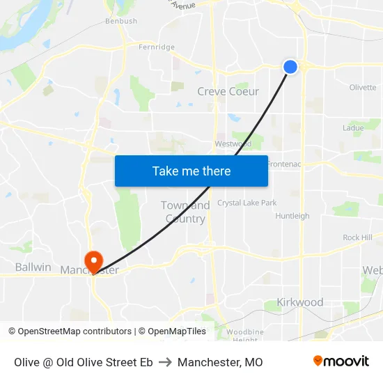 Olive @ Old Olive Street Eb to Manchester, MO map