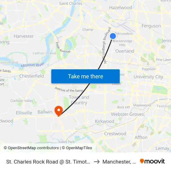 St. Charles Rock Road @ St. Timothy Eb to Manchester, MO map