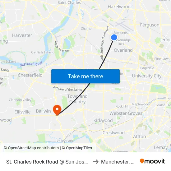 St. Charles Rock Road @ San Jose Eb to Manchester, MO map