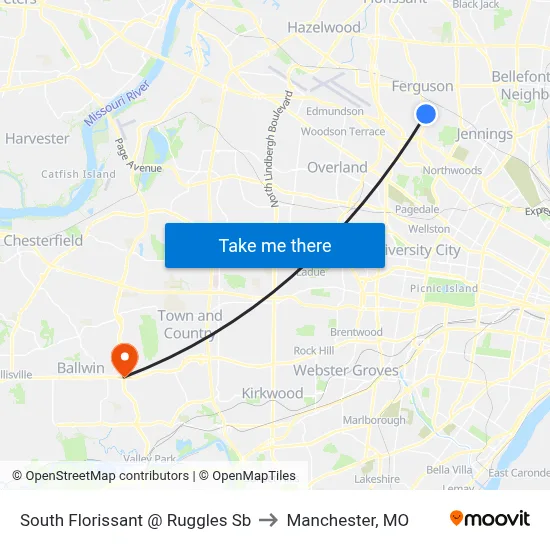 South Florissant @ Ruggles Sb to Manchester, MO map