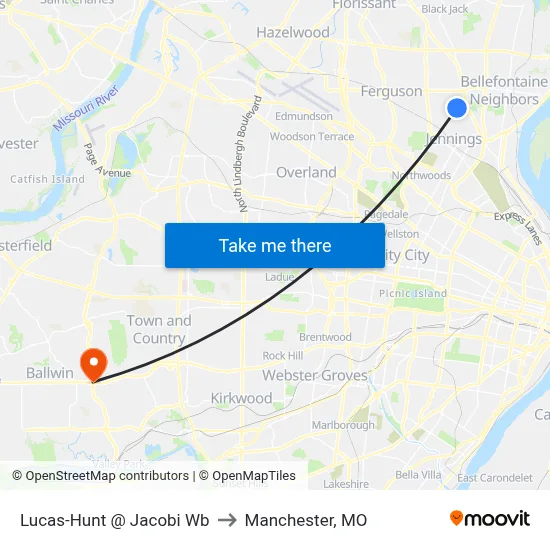 Lucas-Hunt @ Jacobi Wb to Manchester, MO map