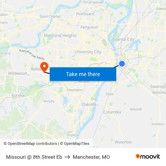 Missouri @ 8th Street Eb to Manchester, MO map