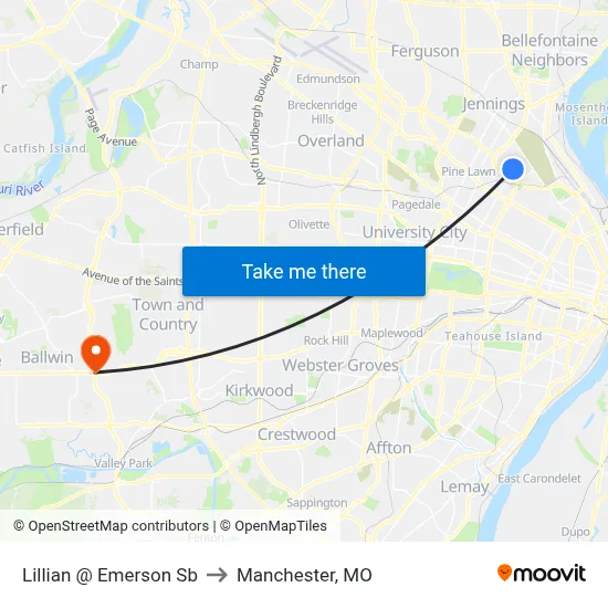 Lillian @ Emerson Sb to Manchester, MO map