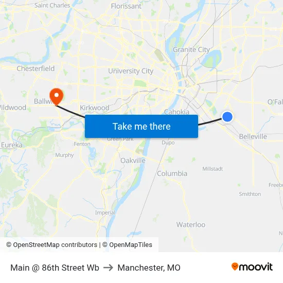 Main @ 86th Street Wb to Manchester, MO map