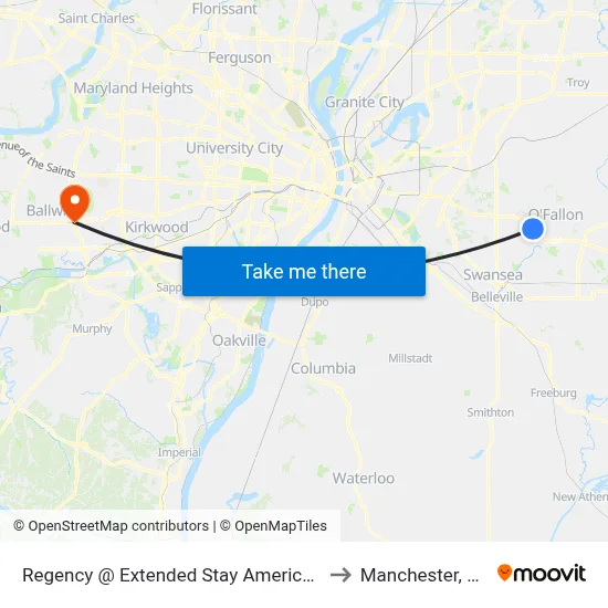 Regency @ Extended Stay America Sb to Manchester, MO map