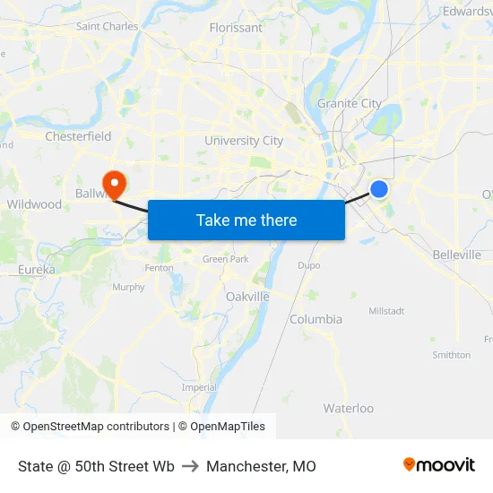 State @ 50th Street Wb to Manchester, MO map