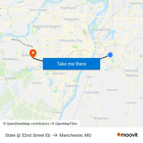 State @ 52nd Street Eb to Manchester, MO map