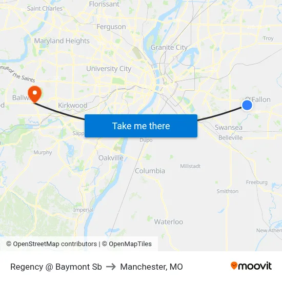 Regency @ Baymont Sb to Manchester, MO map