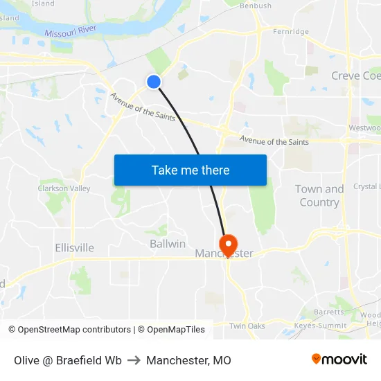 Olive @ Braefield Wb to Manchester, MO map