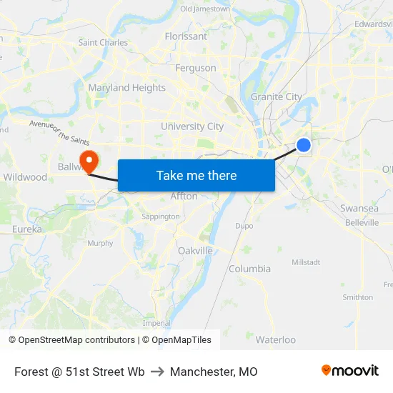 Forest @ 51st Street Wb to Manchester, MO map