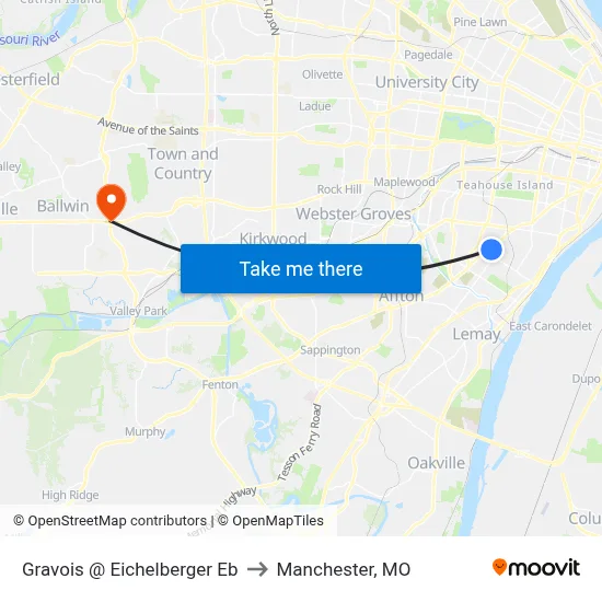 Gravois @ Eichelberger Eb to Manchester, MO map