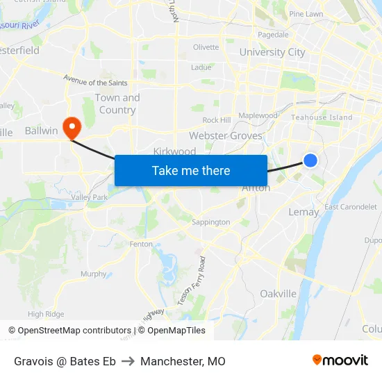 Gravois @ Bates Eb to Manchester, MO map