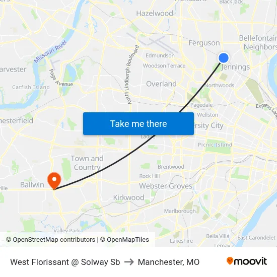 West Florissant @ Solway Sb to Manchester, MO map