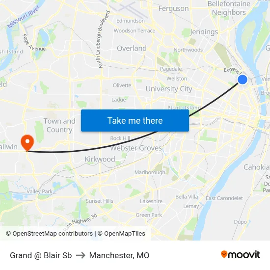 Grand @ Blair Sb to Manchester, MO map
