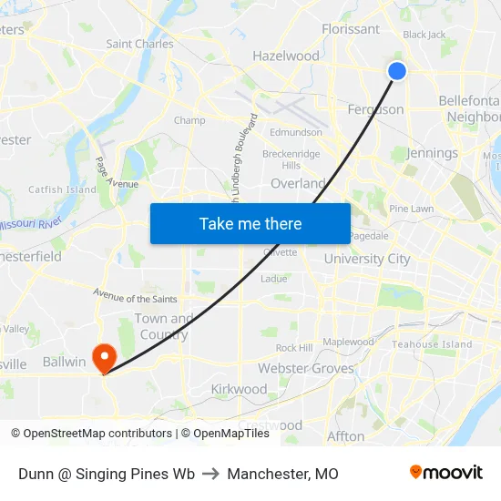 Dunn @ Singing Pines Wb to Manchester, MO map