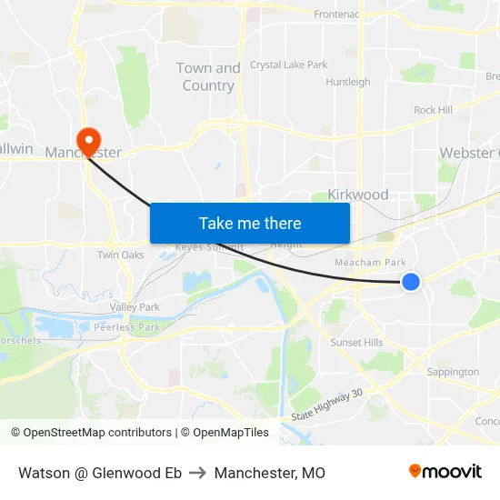 Watson @ Glenwood Eb to Manchester, MO map