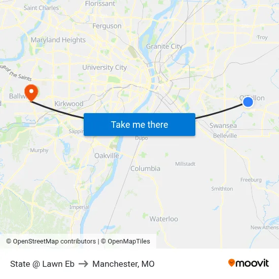 State @ Lawn Eb to Manchester, MO map