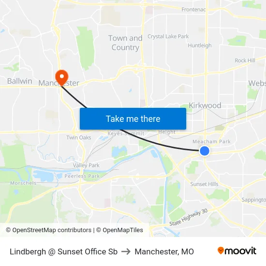 Lindbergh @ Sunset Office Sb to Manchester, MO map