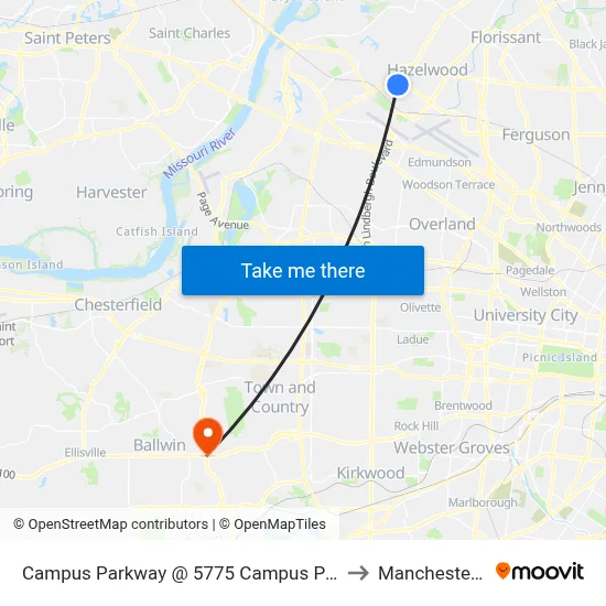 Campus Parkway @ 5775 Campus Parkway Wb to Manchester, MO map