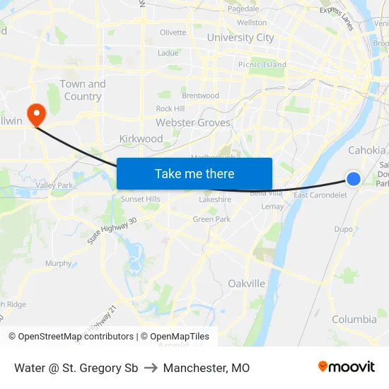 Water @ St. Gregory Sb to Manchester, MO map