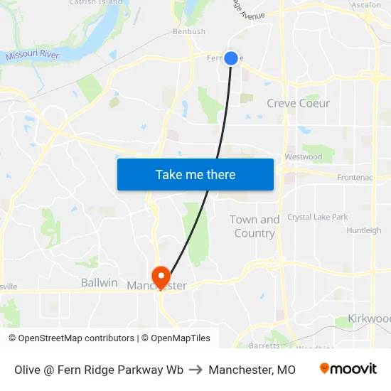 Olive @ Fern Ridge Parkway Wb to Manchester, MO map