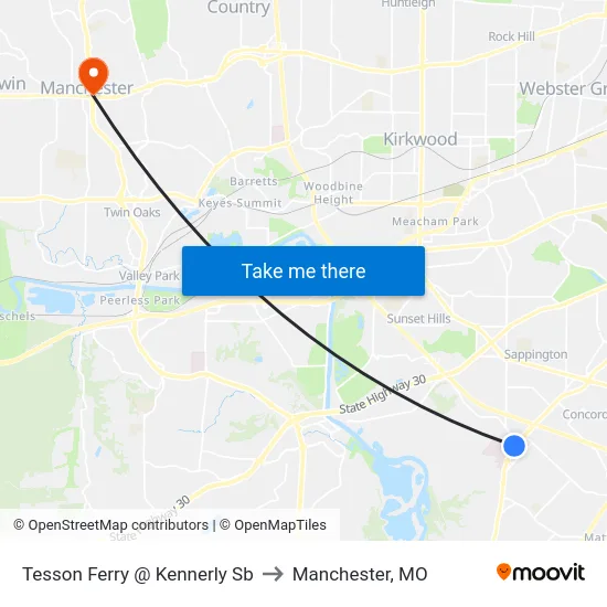 Tesson Ferry @ Kennerly Sb to Manchester, MO map