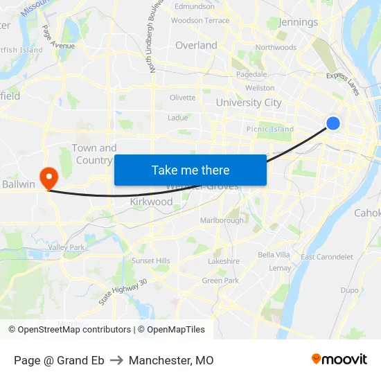 Page @ Grand Eb to Manchester, MO map