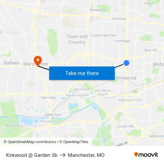 Kirkwood @ Garden Sb to Manchester, MO map