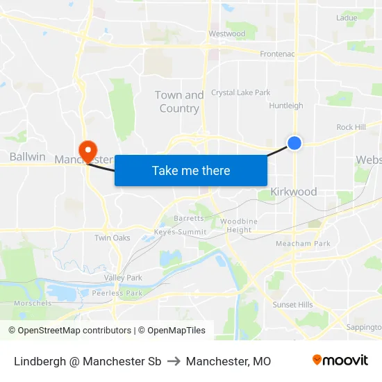 Lindbergh @ Manchester Sb to Manchester, MO map
