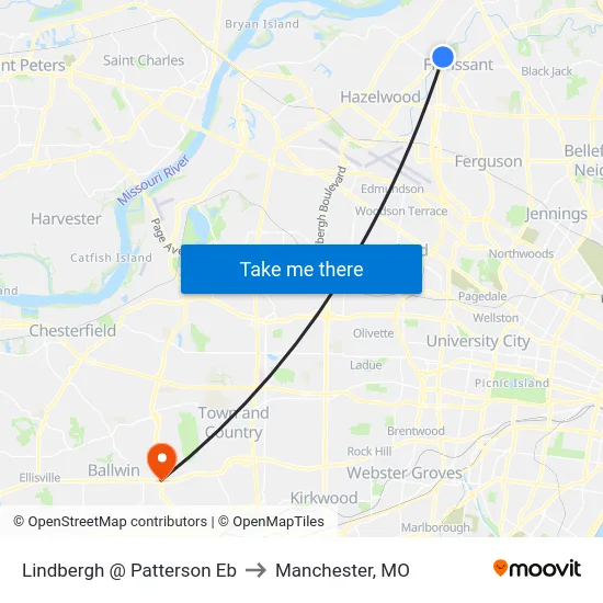Lindbergh @ Patterson Eb to Manchester, MO map