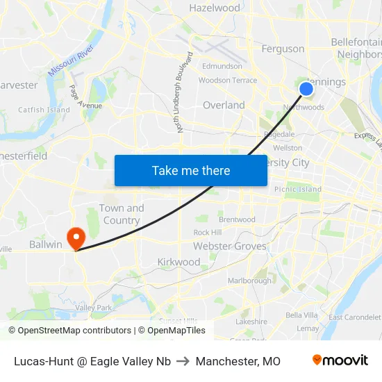 Lucas-Hunt @ Eagle Valley Nb to Manchester, MO map